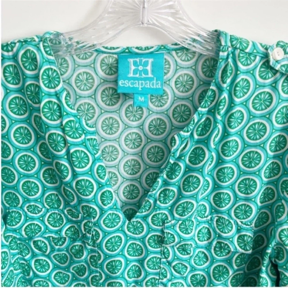 Escapada shirt green limes popover pockets rolled sleeves - Picture 6 of 9